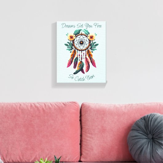 ドリームキャッやる気を起こさせるチャーフローラウォーターカラーアート キャンバスプリント (インサイチュ (リビング))