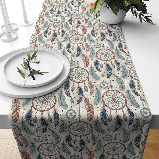 ドリームキャッチャパターンテーブルランナー – トライバルチャーム ロングテーブルランナー