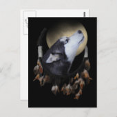 ドリームキャッチャーとブルーアイドハスキー ポストカード (正面/裏面)