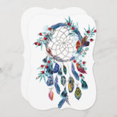 ドリームキャッチャーと水の色の羽。 ノートカード (正面/裏面)