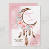 ドリームキャッチャーのピンクの水色妊娠アナウンセメント 案内状 (正面/裏面)