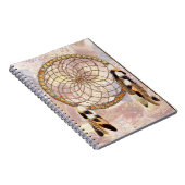 ドリームキャッチャーの羽と赤ビーズ ノートブック (右側)