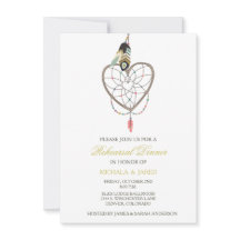 ドリームキャッチャーの羽根を使った結婚式のリハーサル招待状