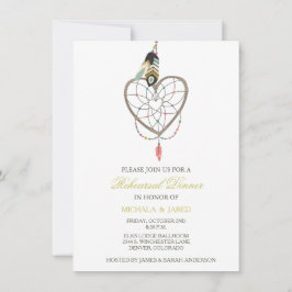 ドリームキャッチャーの羽根を使った結婚式のリハーサル招待状 招待状