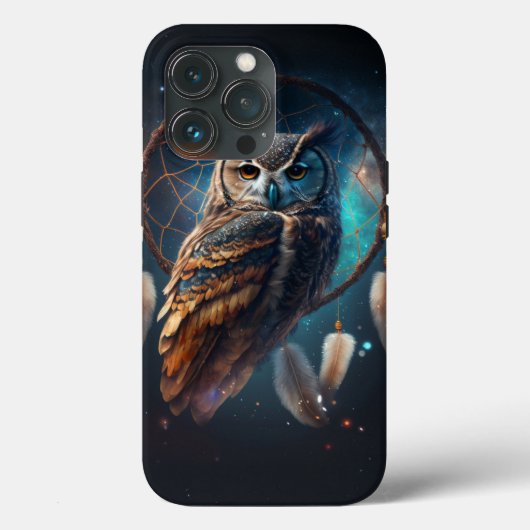 ドリームキャッチャーアートの神秘的な宇宙のフクロウ Case-Mate iPhoneケース (裏面)