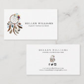 ドリームキャッチャーカラフルの花と羽 名刺 (正面/裏面)