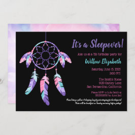 ドリームキャッチャースリープバー子供の誕生日パーティー 招待状