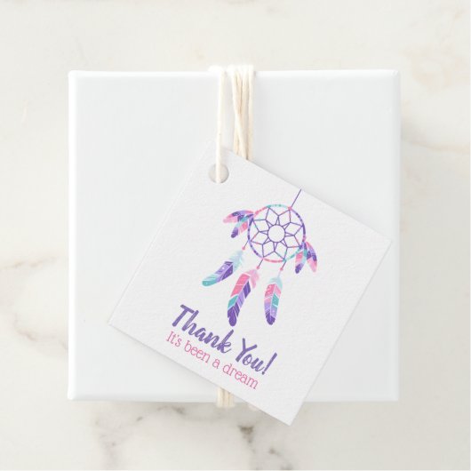 ドリームキャッチャーピンクパープルティール(緑がかった色)子供の誕生日 フェイバータグ (インサイチュ)