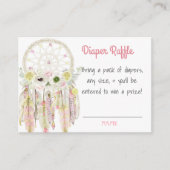 ドリームキャッチャーピンク赤ちゃんシャワーおむつラッフル エンクロージャーカード (正面)