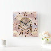 ドリームキャッチャーホームデコール スクエア壁時計 (ホーム)