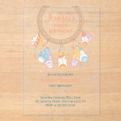 ドリームキャッチャーボホベビーファースト誕生日透明 アクリル招待状 (正面)