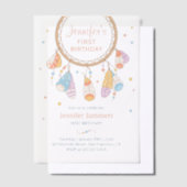 ドリームキャッチャーボホベビーファースト誕生日 ベラム紙招待状 (オフセット)