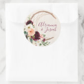 ドリームキャッチャームーンピーチ&ブルガンディボホ結婚ズ ラウンドシール (バッグ)