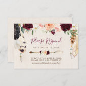 ドリームキャッチャームーンピーチ&ブルガンディボホ結婚ズ 出欠カード (正面/裏面)