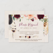 ドリームキャッチャームーンピーチ&ブルガンディボホ結婚ズ 出欠カード (正面/裏面)