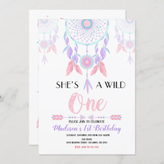 ドリームキャッチャーワイルドワン誕生日招待状 招待状