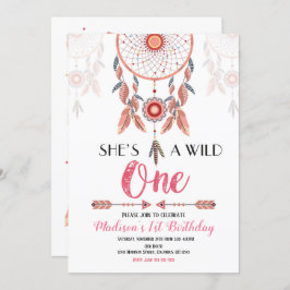 ドリームキャッチャーワイルド·ワン誕生日招待状 招待状