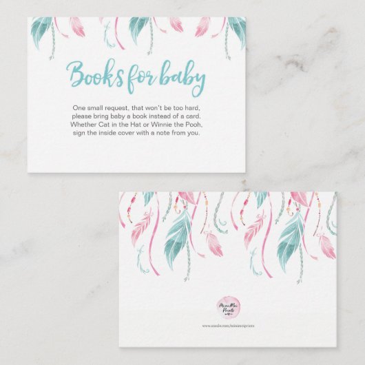 ドリームキャッチャー予約リクエスト赤ちゃんシャワー挿入カード エンクロージャーカード (正面/裏面)