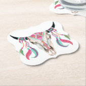 ドリームキャッチャー付き牛スカル ペーパーコースター (アングル)