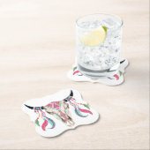 ドリームキャッチャー付き牛スカル ペーパーコースター (インサイチュ)