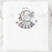 ドリームキャッチャー名前をカスタムするシール ラウンドシール (バッグ)