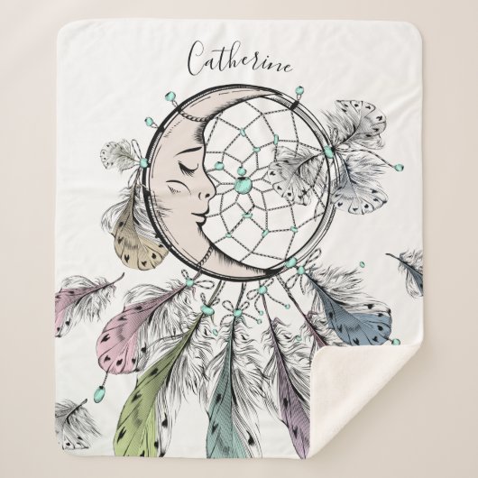 ドリームキャッチャー名前をカスタムするフリースブランケット シェルパブランケット (正面)