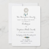 ドリームキャッチャー手描き水彩白結婚ズ 招待状 (正面)