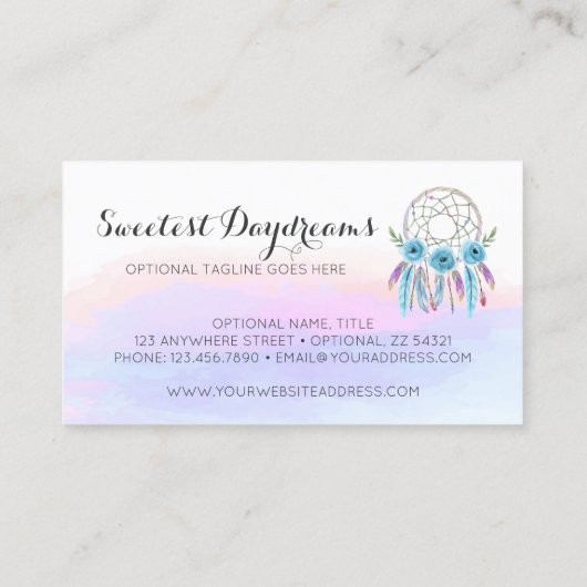 ドリームキャッチャー水彩羽素朴穂シック 名刺 (裏面)