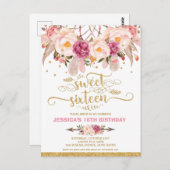 ドリームキャッチャー甘い16誕生日招待状ボホ ポストカード (正面/裏面)