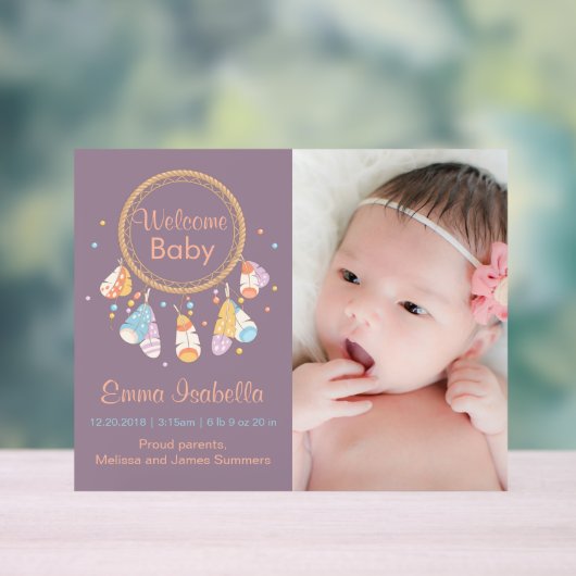 ドリームキャッチャー生まれたばかりの新生児誕生のお知らせ3 アクリルサイン (ニュートラル)