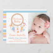 ドリームキャッチャー生まれたばかりの新生児誕生のお知らせ 案内状 (正面/裏面)