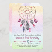 ドリームキャッチャー眠りパーティー誕生日 招待状 (正面/裏面)