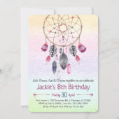 ドリームキャッチャー眠りパーティー誕生日 招待状 (正面)