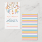 ドリームキャッチャー赤ちゃんシャワーおむつラッフルチケット エンクロージャーカード (正面/裏面)