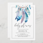 ドリームキャッチャー赤ちゃんシャワーボー男女兼用ホ 招待状 (正面/裏面)