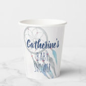 ドリームキャッチャー青い灰色のボホベイビーシャワー 紙コップ (正面)