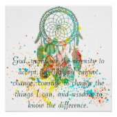ドリームキャッチャー（ばちゃばちゃ）跳ねるセレニティ祈りの言葉ポスター ポスター (正面)