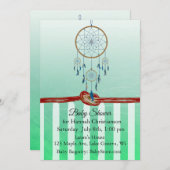 ドリームキャッチャー・グリーン・ボーイベビーシャワー招待状 招待状 (正面/裏面)