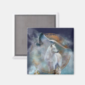 ドリームキャッチャー – スピリットウルフアートマグネット マグネット (正面/裏面)