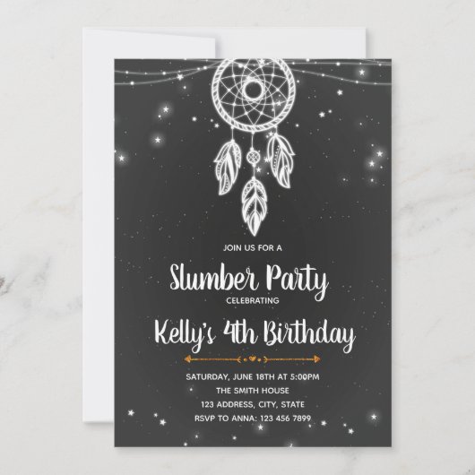 ドリームキャッチャー スリーパー パーティー 招待状 (正面)