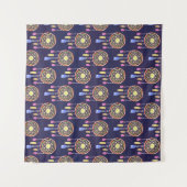 ドリームキャッチャー フェザー 水彩シームレス テクスチャ タペストリー (正面(横))