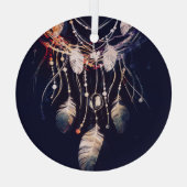 ドリームキャッチャー、ブランチ、ボホスタイル、デジタルアート。 ガラスオーナメント (裏面)