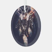 ドリームキャッチャー、ブランチ、ボホスタイル、デジタルアート。 ガラスオーナメント (正面左)