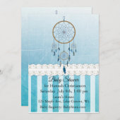 ドリームキャッチャー・ブルーボーイベビーシャワー招待状 招待状 (正面/裏面)