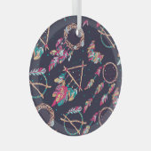 ドリームキャッチャー：ヴィンテージのシームレスなパターン。 ガラスオーナメント (正面右)