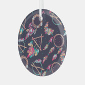 ドリームキャッチャー：ヴィンテージのシームレスなパターン。 ガラスオーナメント (正面左)