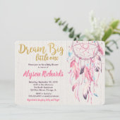 ドリームキャッチャー 夢大きく 少しだけ 赤ちゃんのシャワー 女の子 招待状 (スタンド正面)