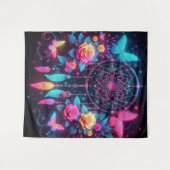 ドリームキャッチャー、蝶とバラ タペストリー (正面(横))