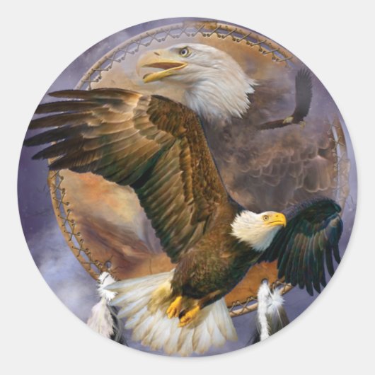 ドリームキャッチャー – Spirit Eagles Artスタンプ ラウンドシール (正面)
