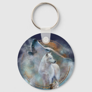 ドリームキャッチャー – Spirit Wolf Art Keychain キーホルダー